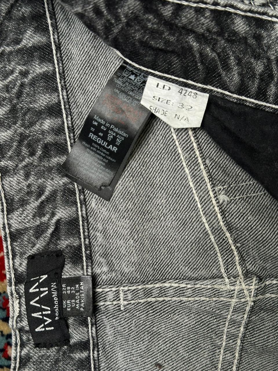 BOOHOO MAN GREY PATCHED RELAXED FIT PANTS