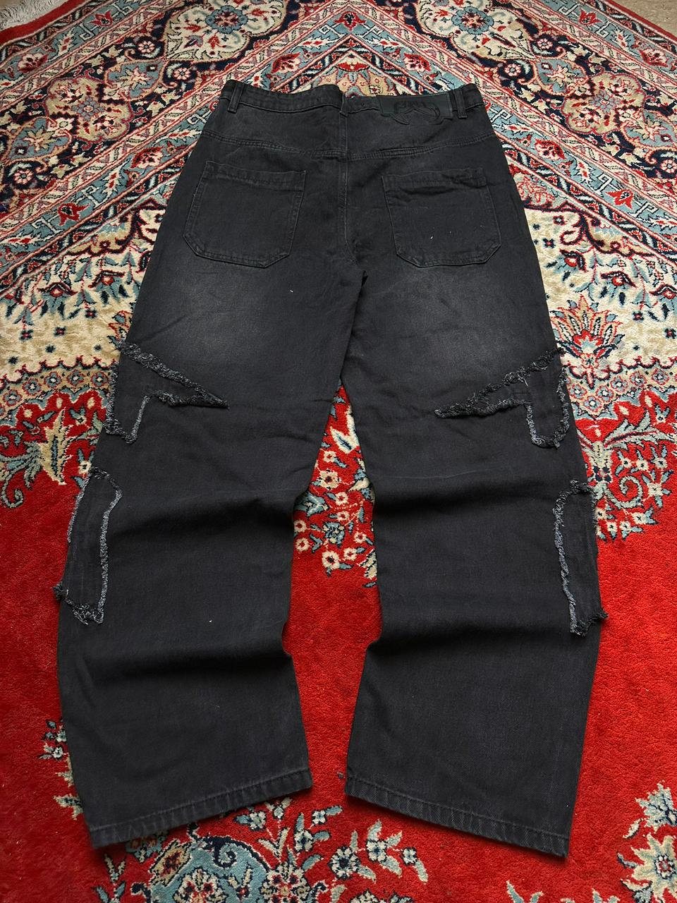 FAVELA WASHED BLACK PATCHED RELAXED FIT PANTS
