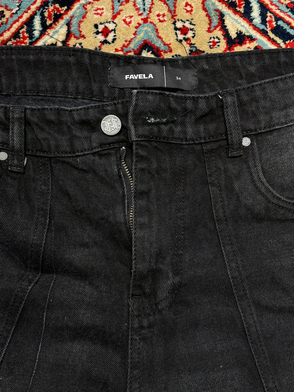 FAVELA WASHED BLACK PATCHED RELAXED FIT PANTS