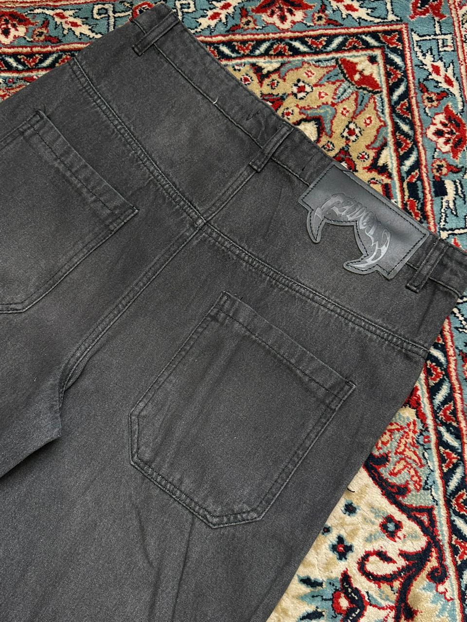 FAVELA WASHED GREY PATCHED RELAXED FIT PANTS
