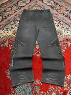 FAVELA WASHED GREY PATCHED RELAXED FIT PANTS
