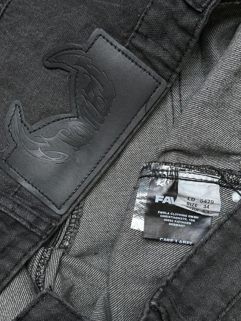 FAVELA WASHED GREY PATCHED RELAXED FIT PANTS