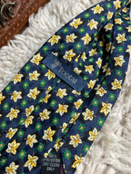 Tootal Vintage Navy Blue Leaf and Geometric Pattern Tie
