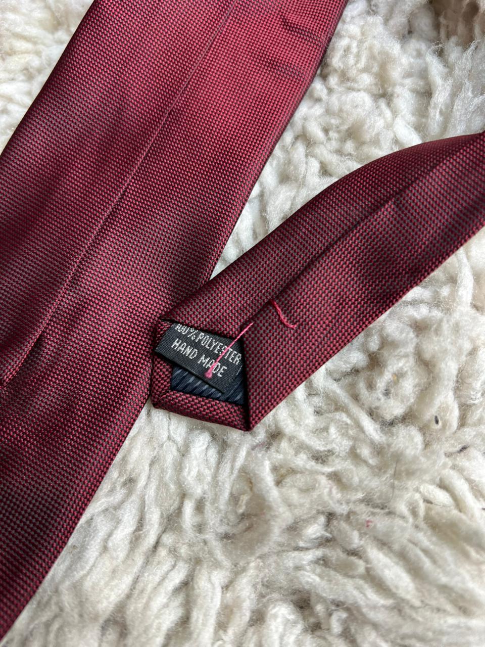 Quatro Hand Made Burgundy Solid Texture Tie