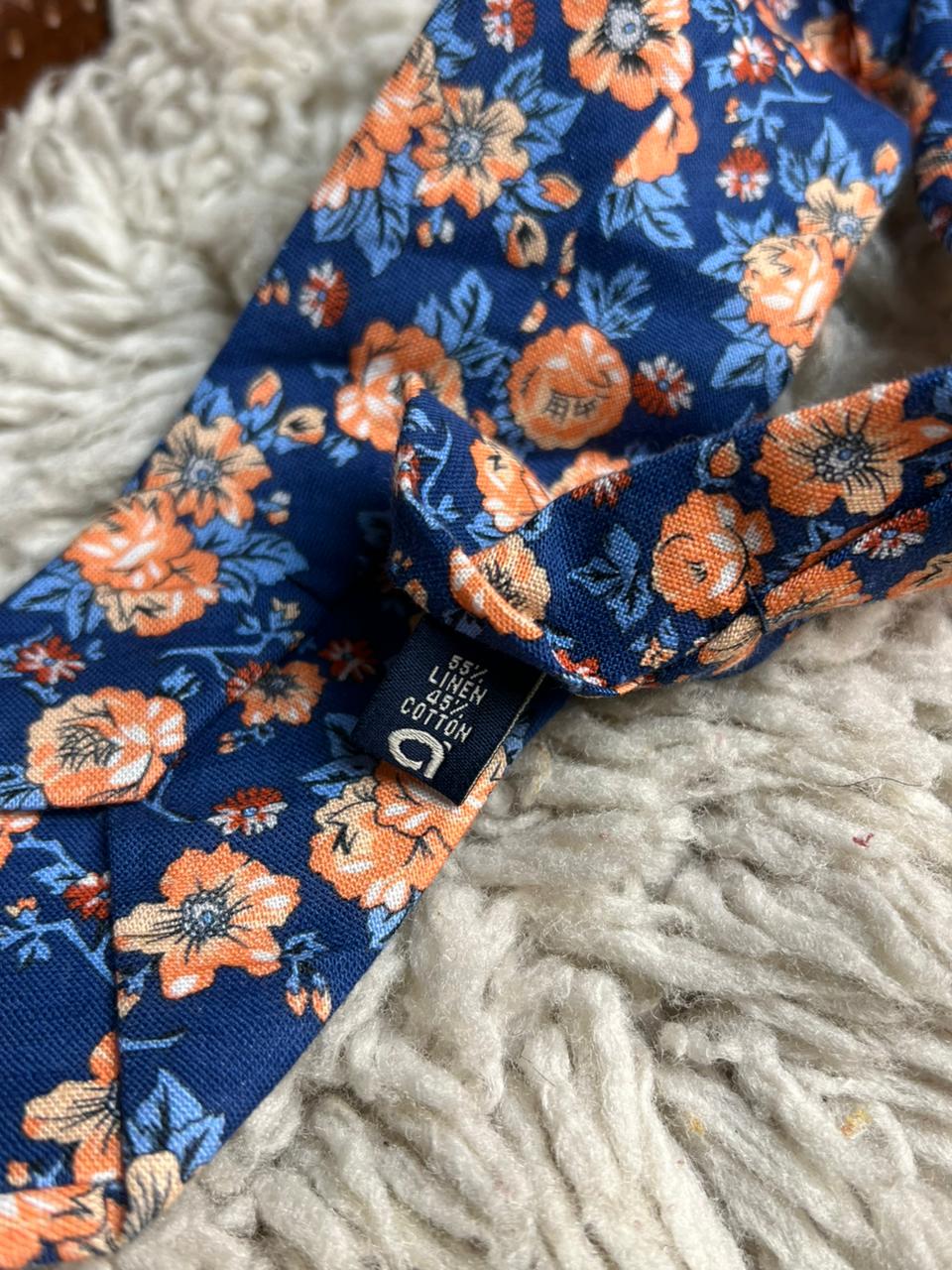 George Cotton-Linen Floral Necktie