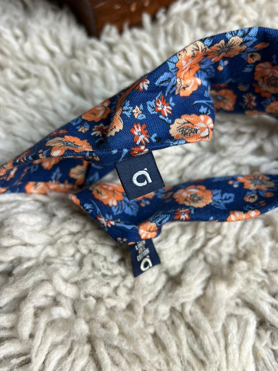 George Cotton-Linen Floral Necktie