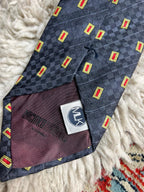 Michiko London Koshino Charcoal Checkerboard Geometric Silk-Look Necktie