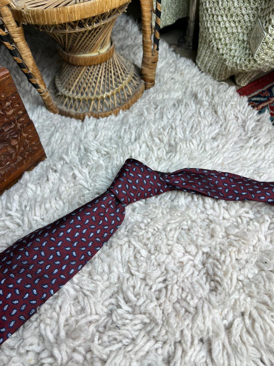 DAKS London Vintage Silk Tie Burgundy Paisley