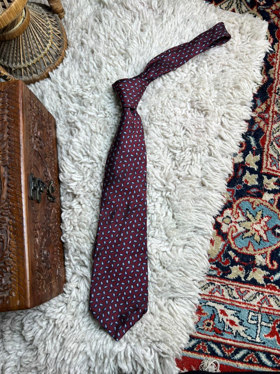 DAKS London Vintage Silk Tie Burgundy Paisley