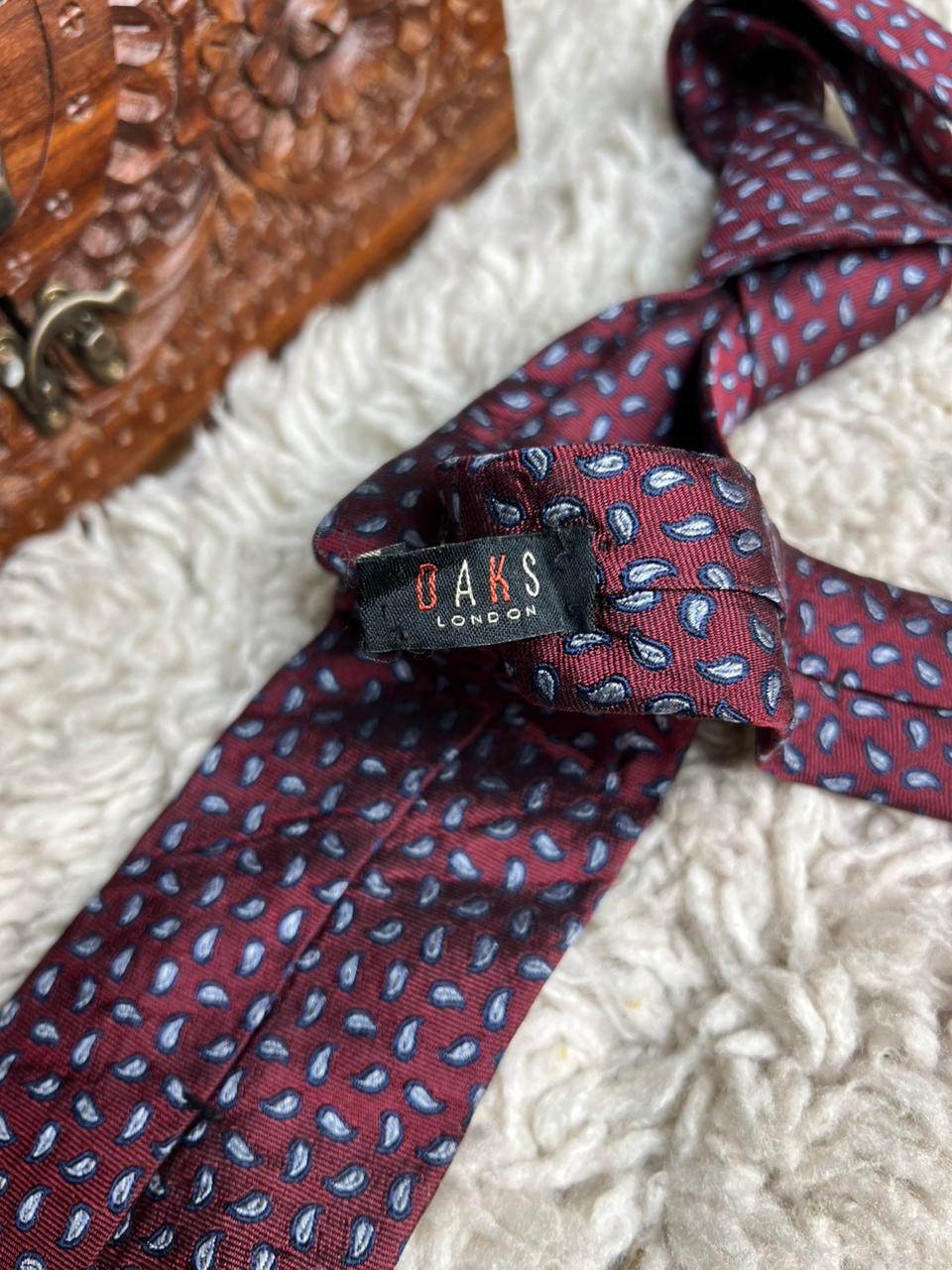 DAKS London Vintage Silk Tie Burgundy Paisley