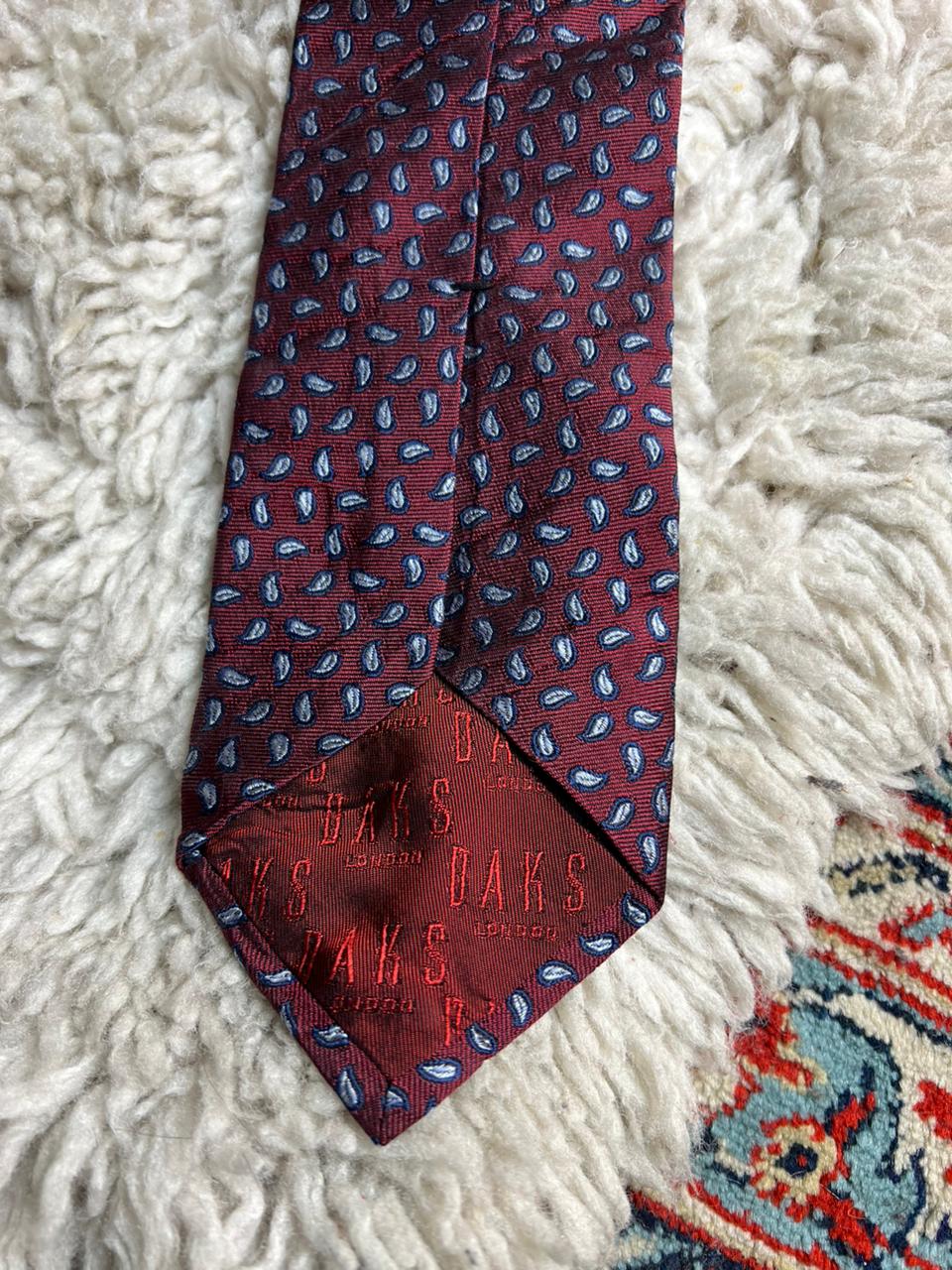DAKS London Vintage Silk Tie Burgundy Paisley