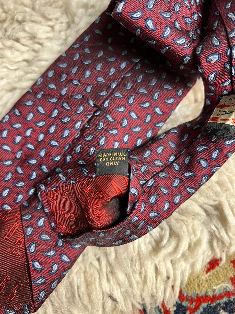 DAKS London Vintage Silk Tie Burgundy Paisley