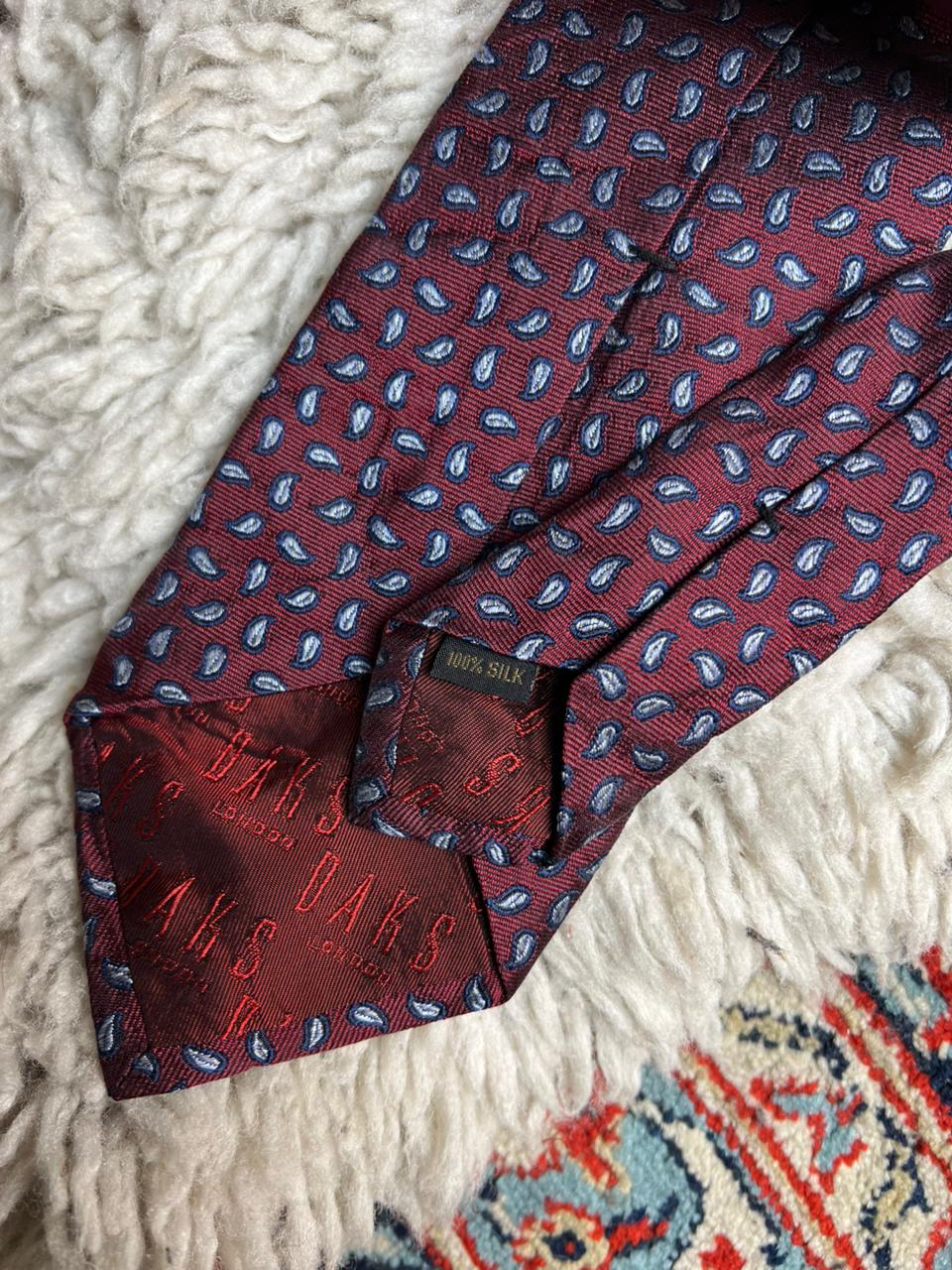 DAKS London Vintage Silk Tie Burgundy Paisley