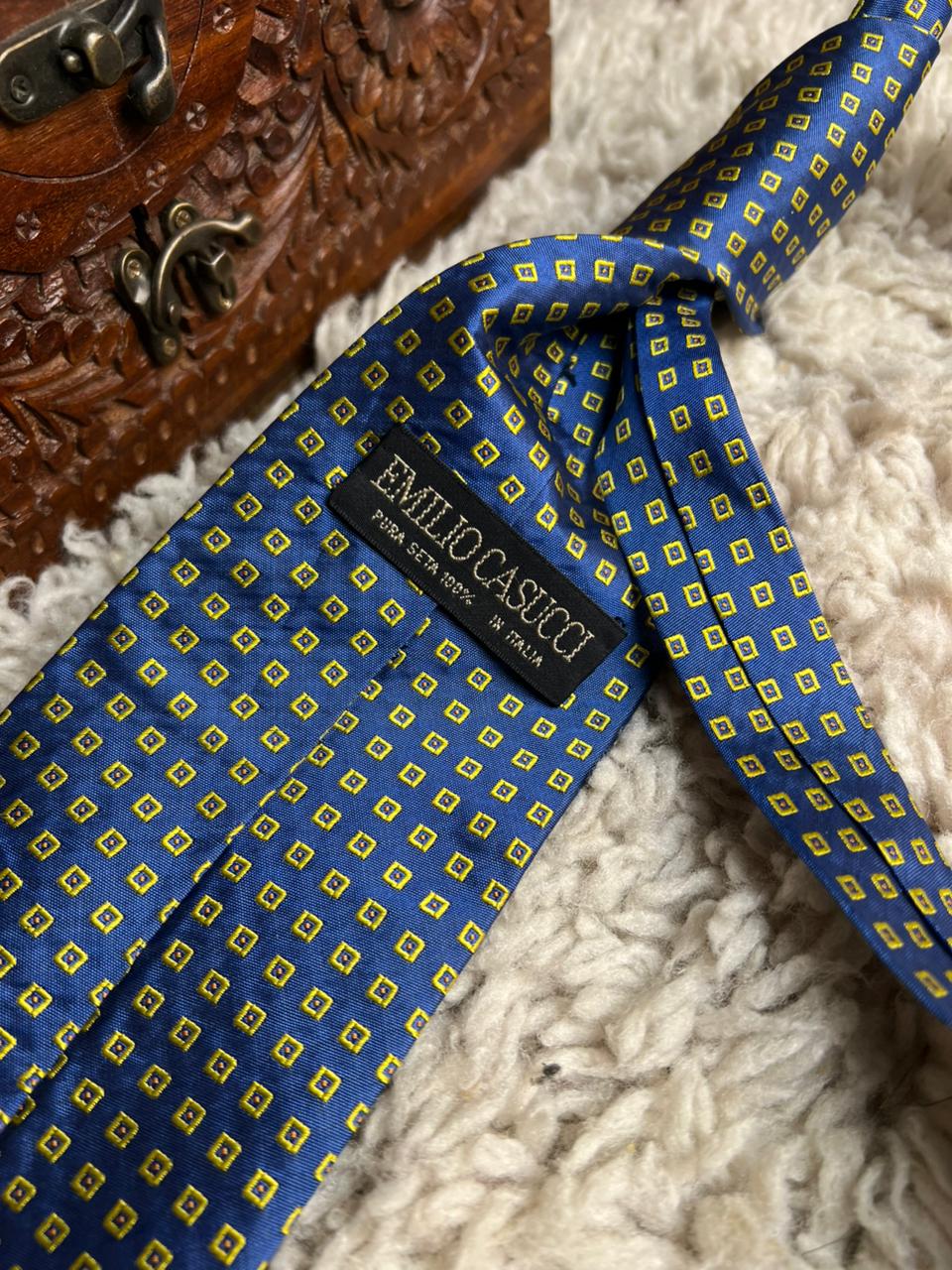 Emilio Casucci Italy Pure Silk Geometric Print Tie