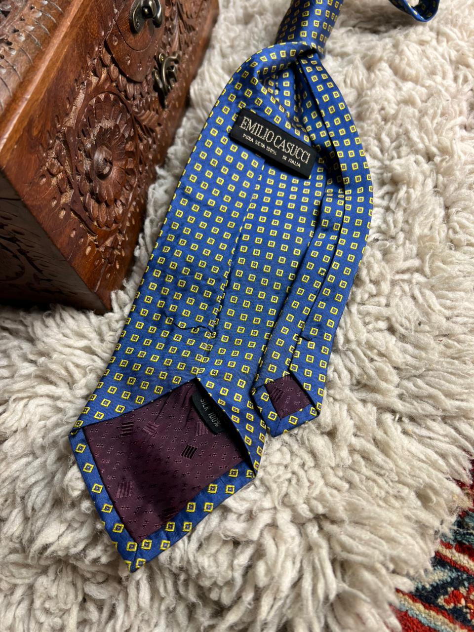 Emilio Casucci Italy Pure Silk Geometric Print Tie