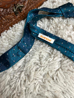 Bluezoo Teal & Navy Micro-Triangle Geometric Patterned Tie