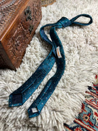 Bluezoo Teal & Navy Micro-Triangle Geometric Patterned Tie