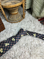 Valeria Boldi Hand Made Navy Silk Tie - Teddy Bear & Medallion Print