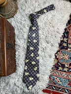Valeria Boldi Hand Made Navy Silk Tie - Teddy Bear & Medallion Print