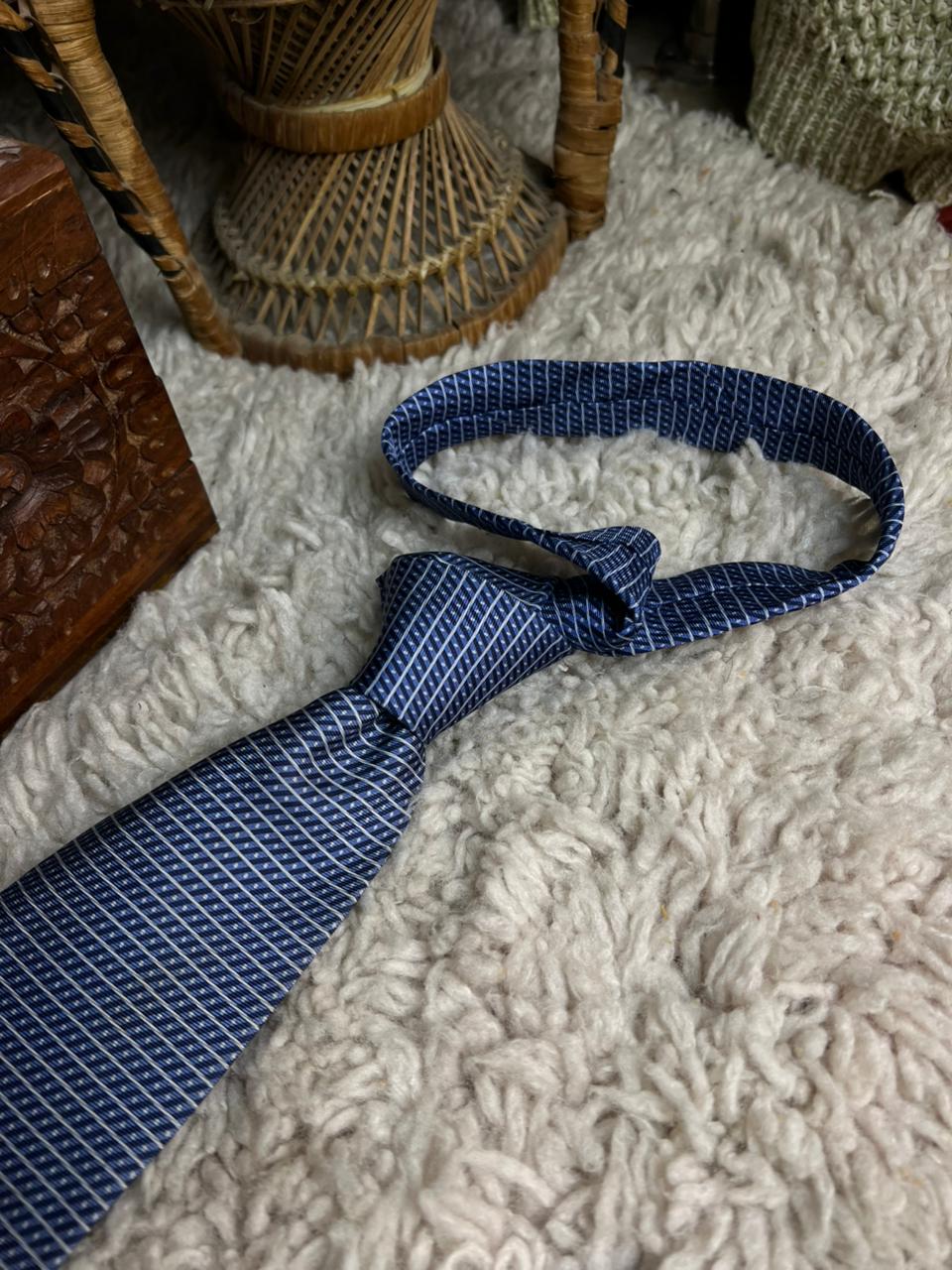 Florence + Fred Blue Diagonal Striped Silk Tie