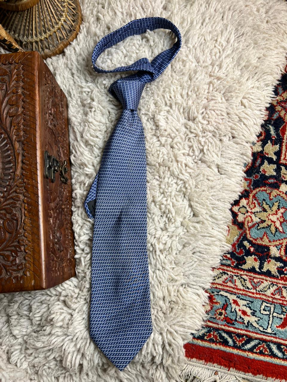 Florence + Fred Blue Diagonal Striped Silk Tie