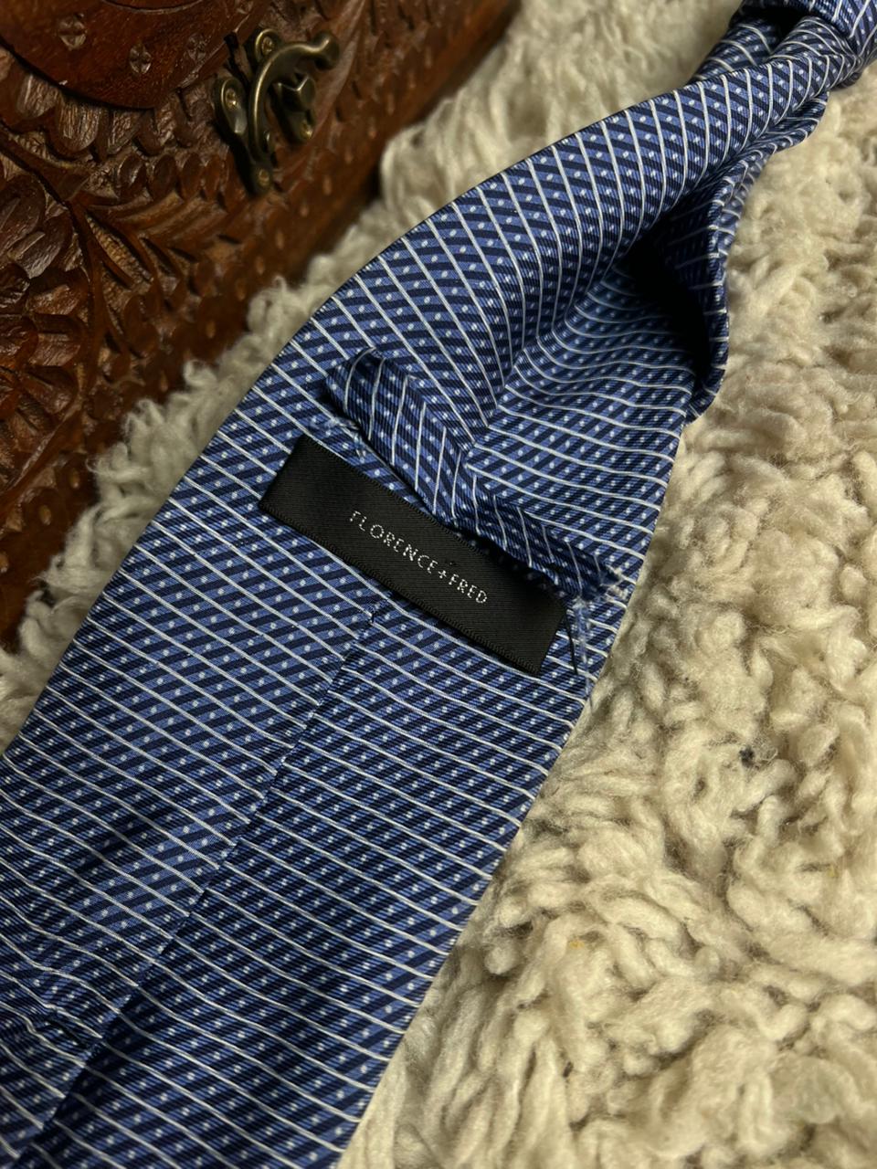 Florence + Fred Blue Diagonal Striped Silk Tie