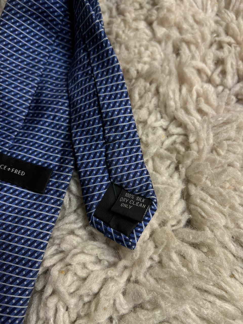 Florence + Fred Blue Diagonal Striped Silk Tie
