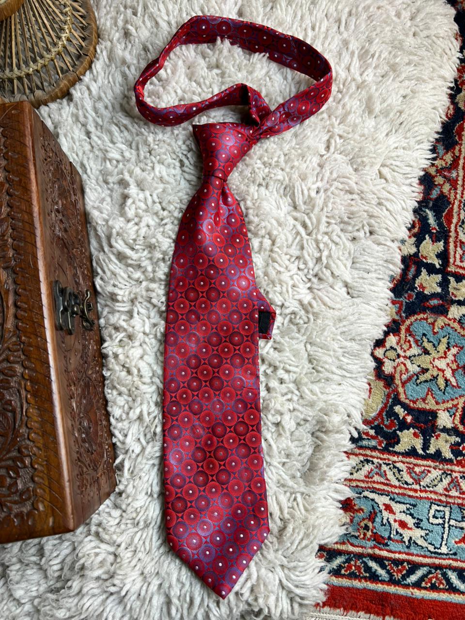 Andre Red and Blue Hand Made Geometric Circle Tie