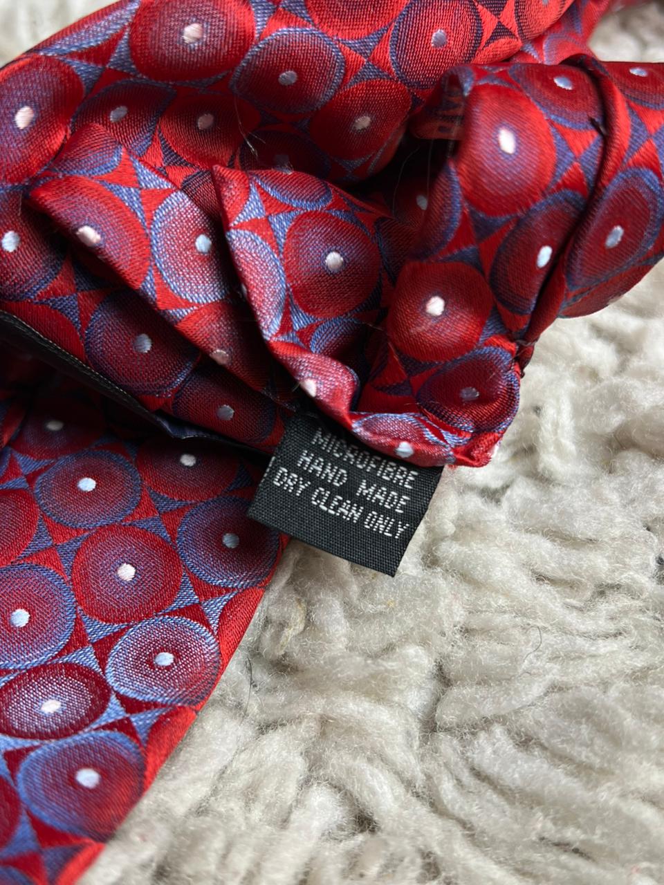 Andre Red and Blue Hand Made Geometric Circle Tie