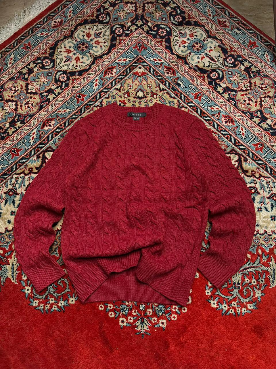 Resume Burgundy Chunky Cable Knit Sweater