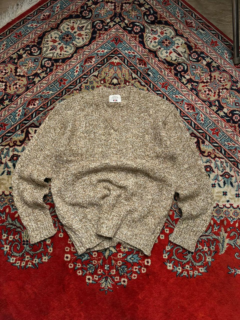 Vintage VAN JAC Chunky Cable Knit V-neck Sweater