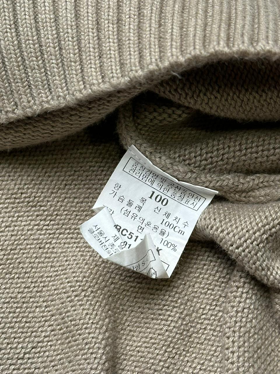 Bean Pole Beige Knit Polo Sweater