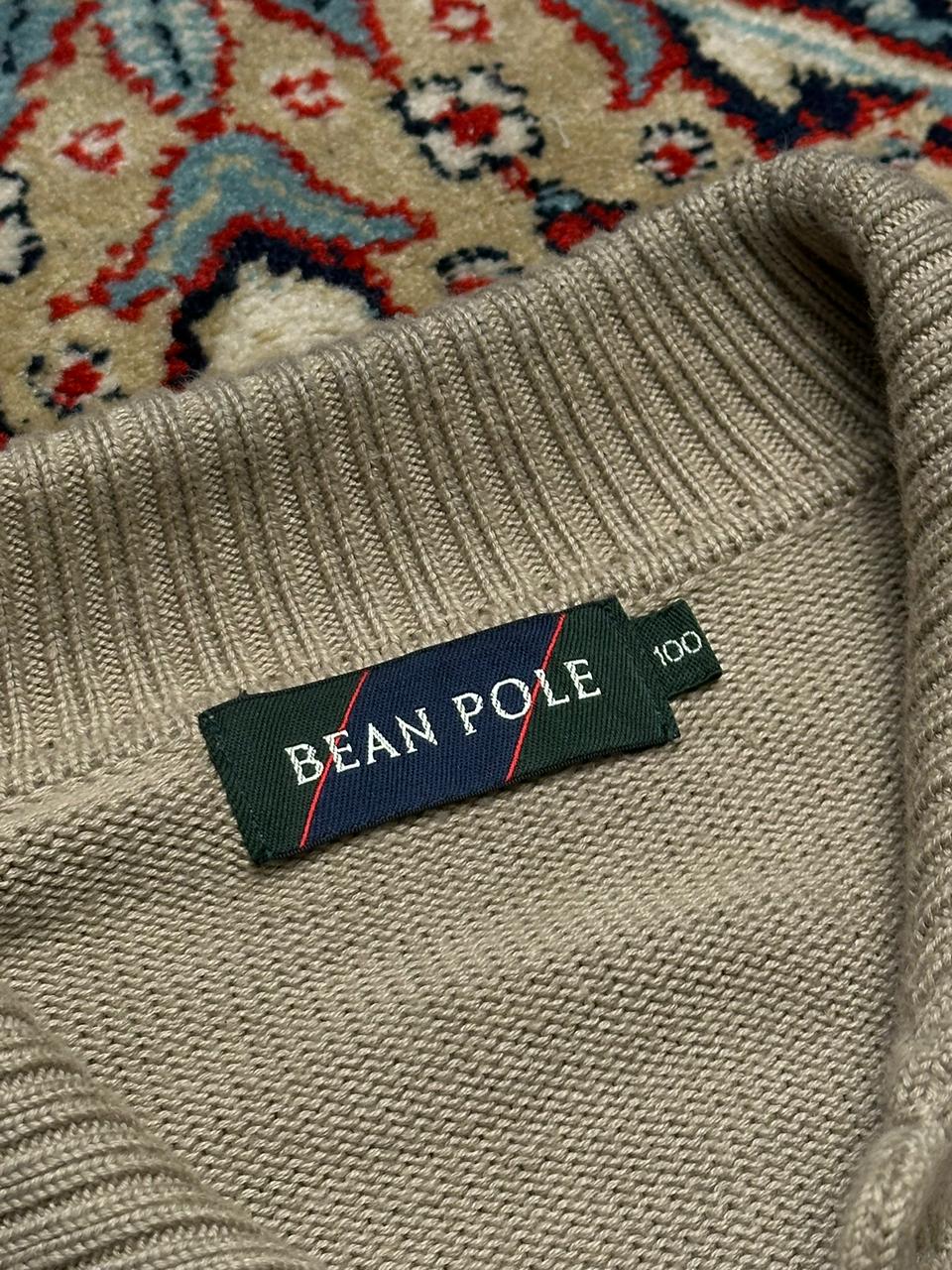 Bean Pole Beige Knit Polo Sweater