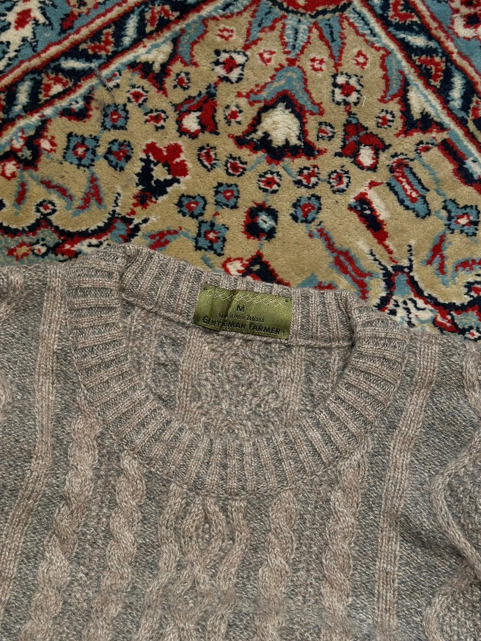 Gentleman Farmer Pure New Wool Cable Knit Sweater
