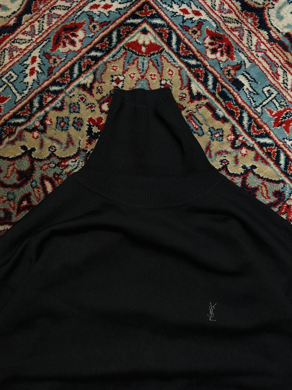 YSL Yves Saint Laurent Black Knit Mock Neck Pullover Sweater