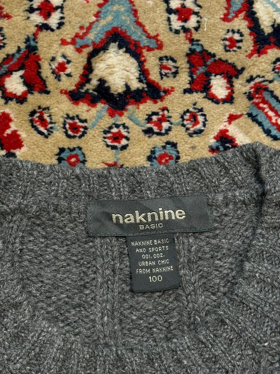 Naknine Gray Cable Knit Wool Sweater