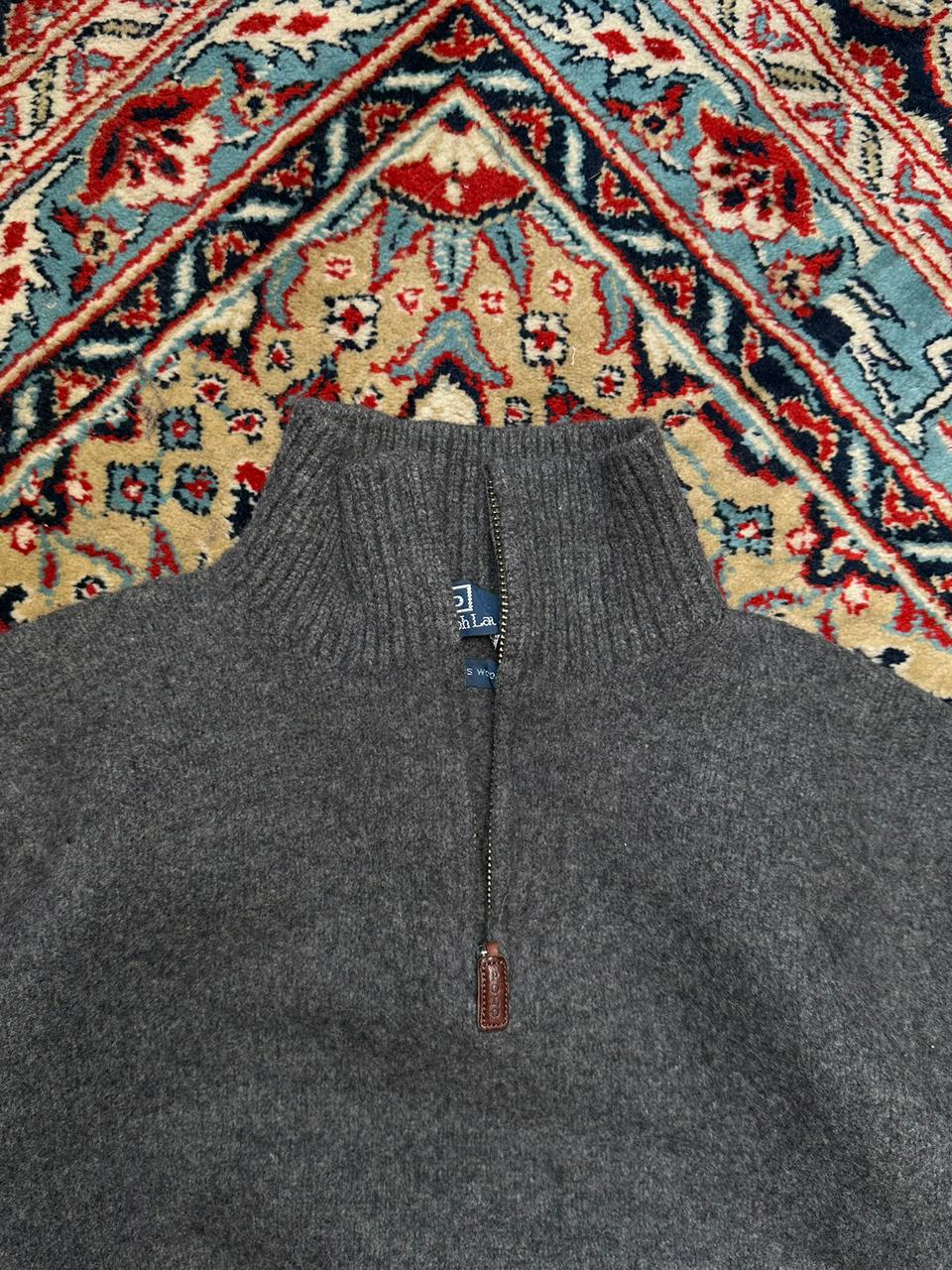 VINTAGE 1996-2001 Polo Ralph Lauren Gray Zip Pullover Sweater