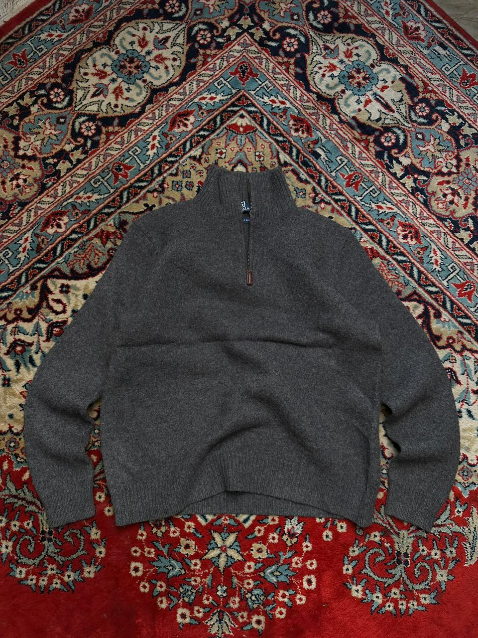 VINTAGE 1996-2001 Polo Ralph Lauren Gray Zip Pullover Sweater