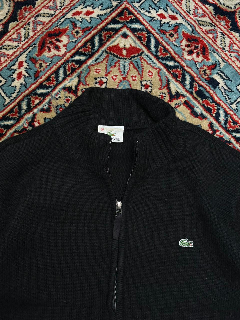 Lacoste Black Ribbed Full Zip KNIT Cardigan