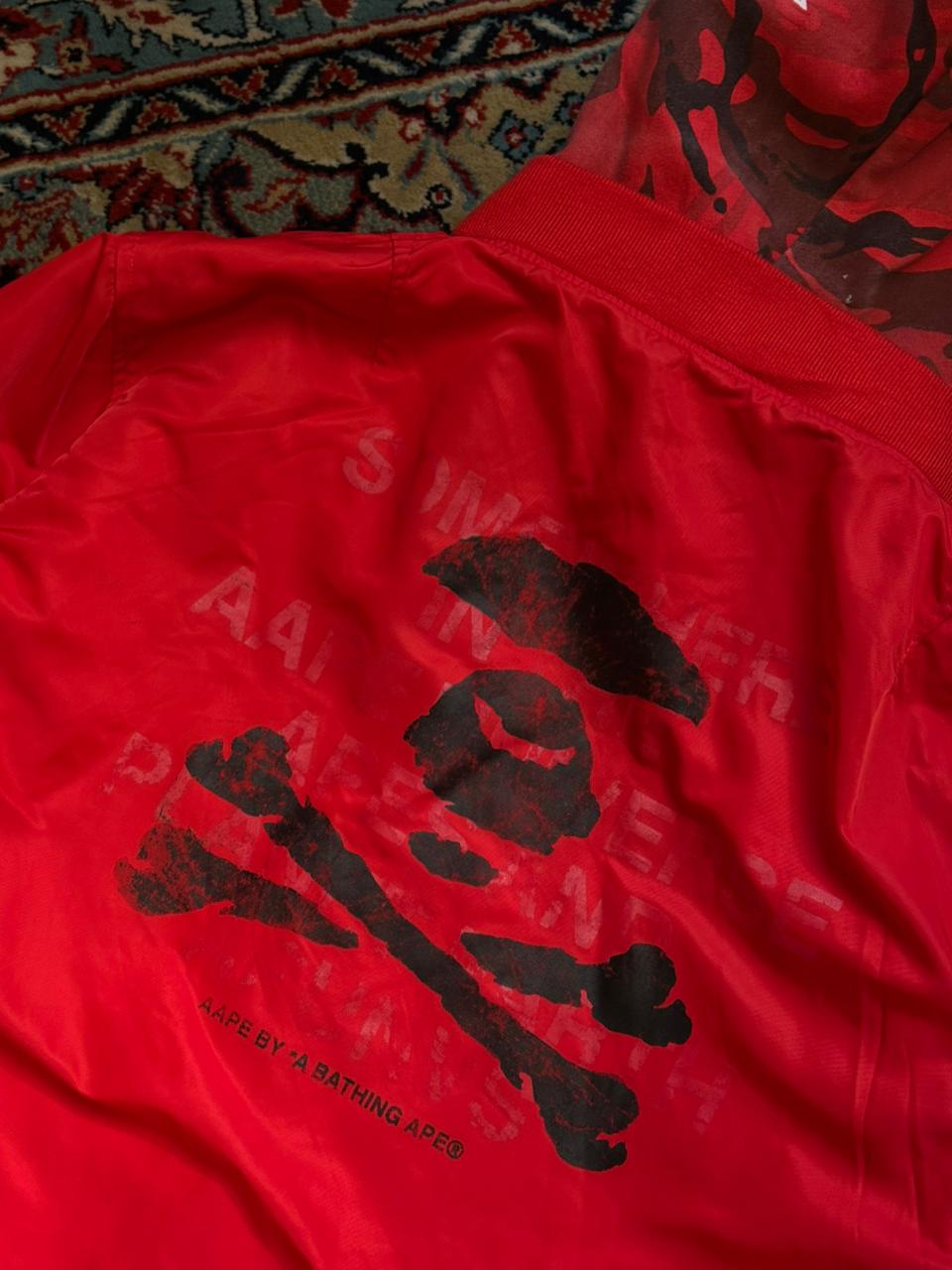 BAPE AAPE Red Camo Reversible Bomber Jacket