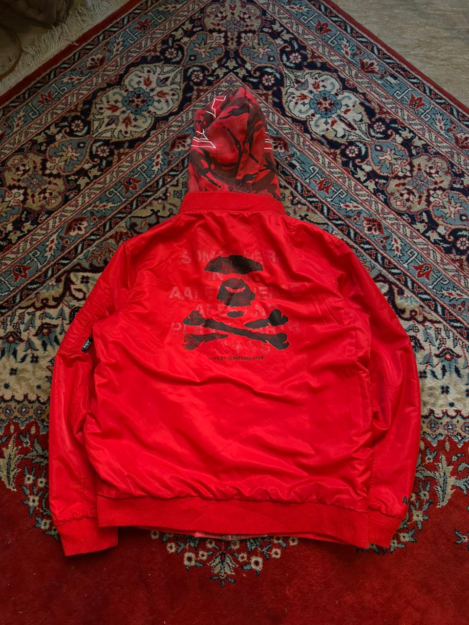 BAPE AAPE Red Camo Reversible Bomber Jacket