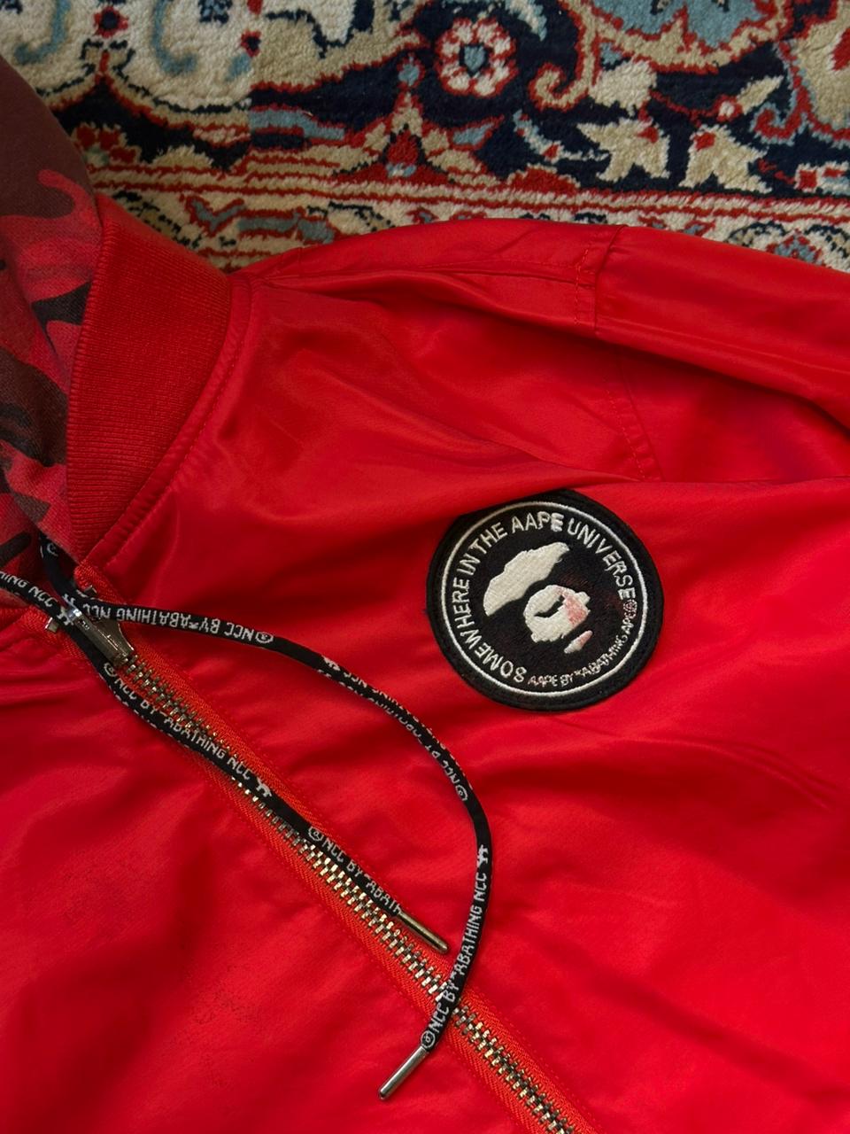 BAPE AAPE Red Camo Reversible Bomber Jacket