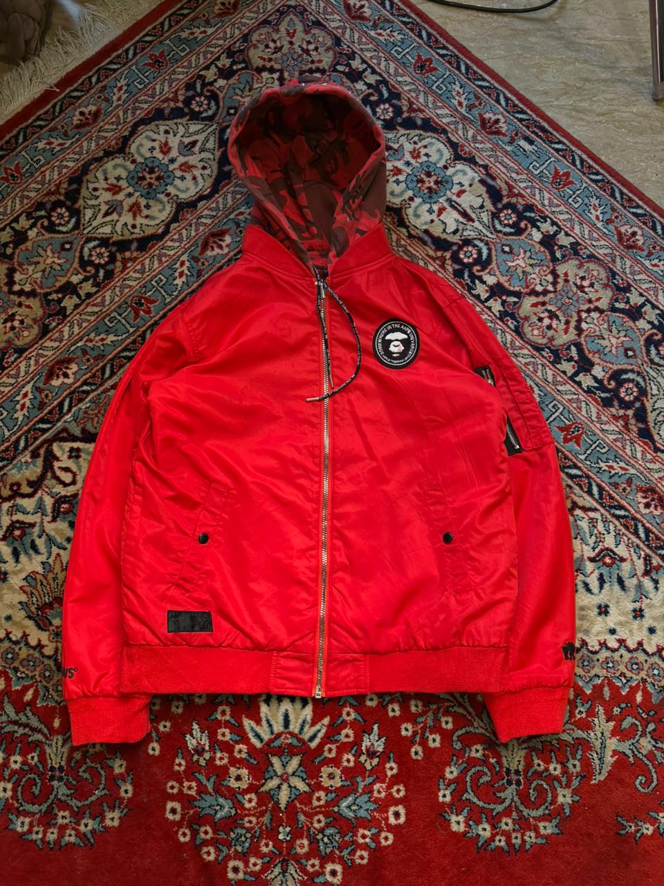 BAPE AAPE Red Camo Reversible Bomber Jacket
