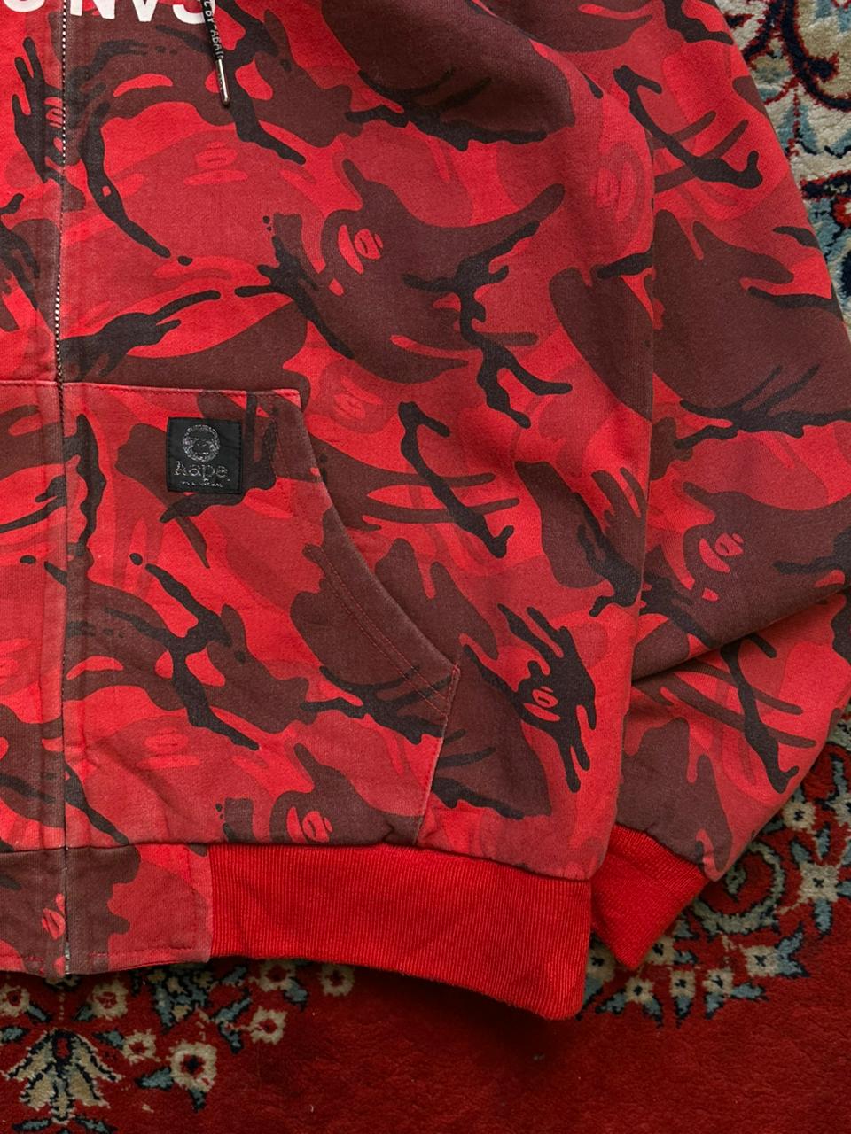 BAPE AAPE Red Camo Reversible Bomber Jacket