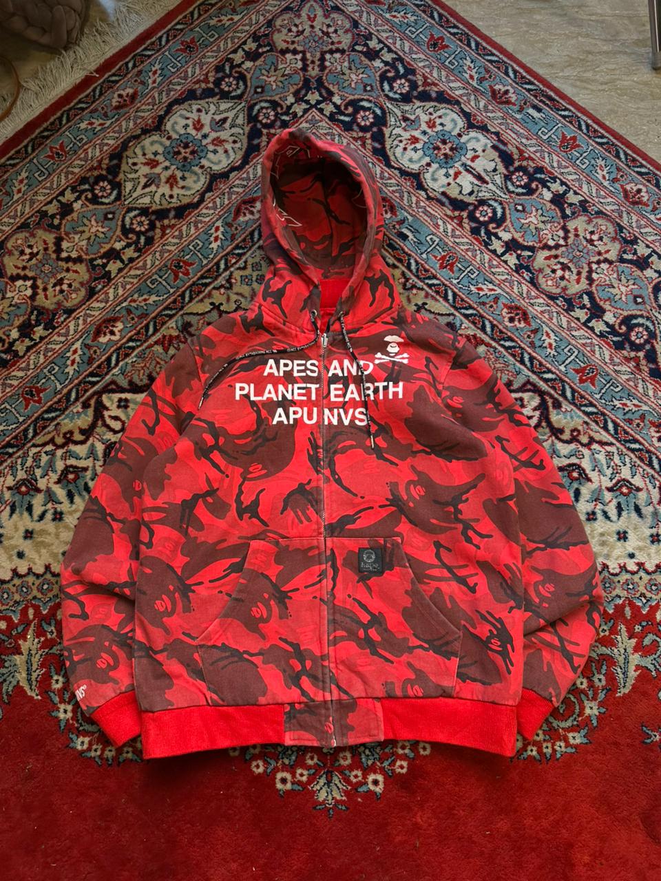BAPE AAPE Red Camo Reversible Bomber Jacket