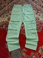 boohooMAN Sage Green Multi Pocket Cargo Pants