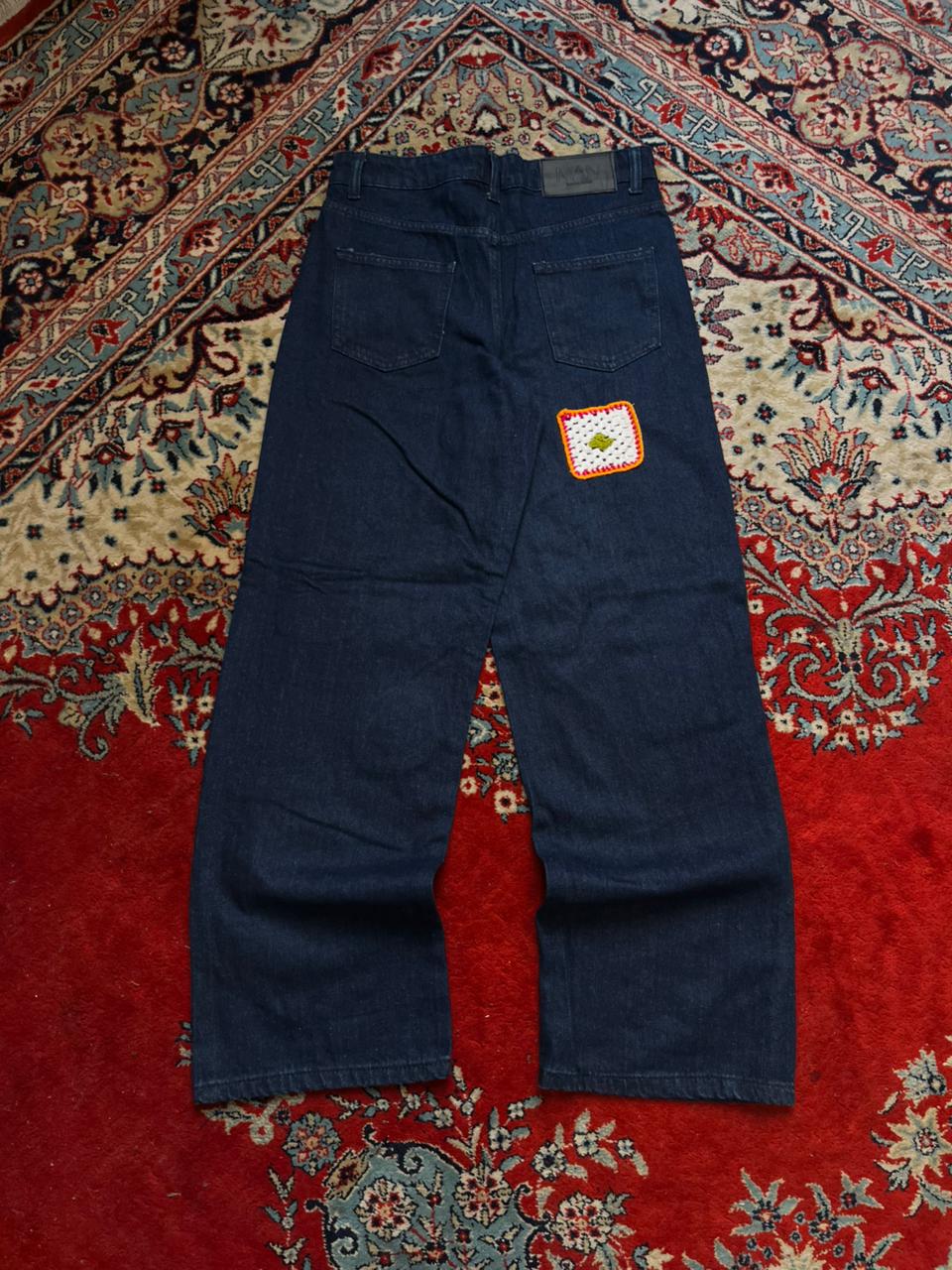 boohooMAN Crochet Patchwork Relaxed Fit Jeans - 28