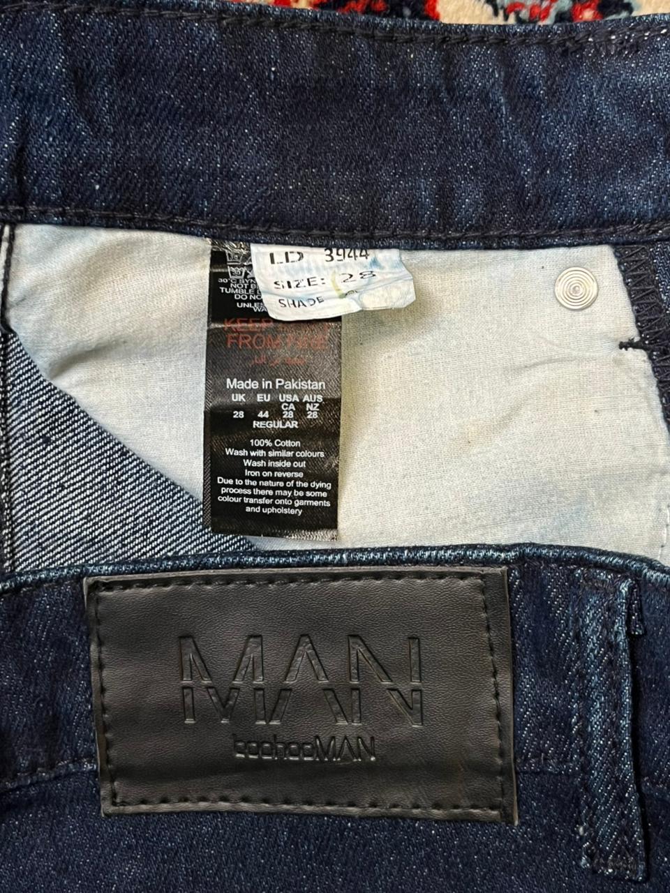boohooMAN Crochet Patchwork Relaxed Fit Jeans - 28