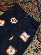 boohooMAN Crochet Patchwork Relaxed Fit Jeans - 28