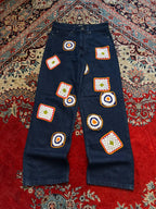 boohooMAN Crochet Patchwork Relaxed Fit Jeans - 28